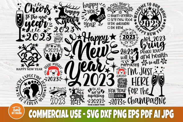 New Year SVG Bundle, 2023 Svg Sayings, New Years Eve Svg, Png Sublimation, Cut Files For Cricut, Silhouette Dxf SVG TonisArtStudio 
