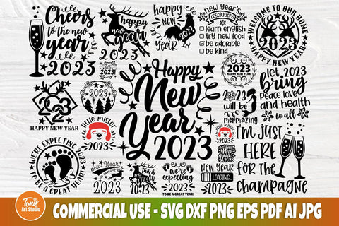New Year SVG Bundle, 2023 Svg Sayings, New Years Eve Svg, Png Sublimation, Cut Files For Cricut, Silhouette Dxf SVG TonisArtStudio 