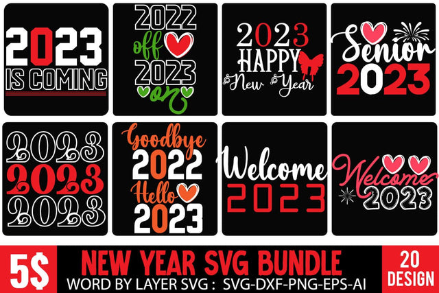 New Year SVG Bundle , New Year SVG Bundle Quotes , New Year SVG Bundle Clipart New Year SVG Bundle 2023 SVG BlackCatsMedia 
