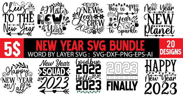 New Year SVG Bundle , New Year SVG Bundle Quotes , New Year SVG Bundle Clipart New Year SVG Bundle 2023 SVG BlackCatsMedia 