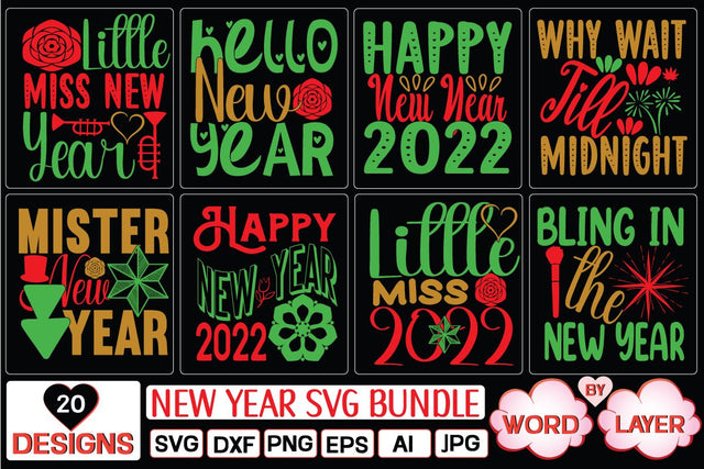New Year svg bundle SVG Cut File SVG Studio Innate 