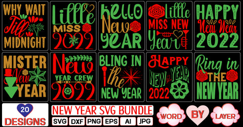 New Year svg bundle SVG Cut File SVG Studio Innate 