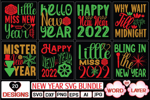 New Year svg bundle SVG Cut File SVG Studio Innate 