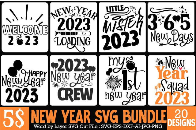 New Year SVG Cut File, New Year SVG Cut File, Happy New Year SVG Bundle, 2023 New year SVG Cut File, Happy New Year SVG Quotes , New Year Clipart Bundle, SVG BlackCatsMedia 
