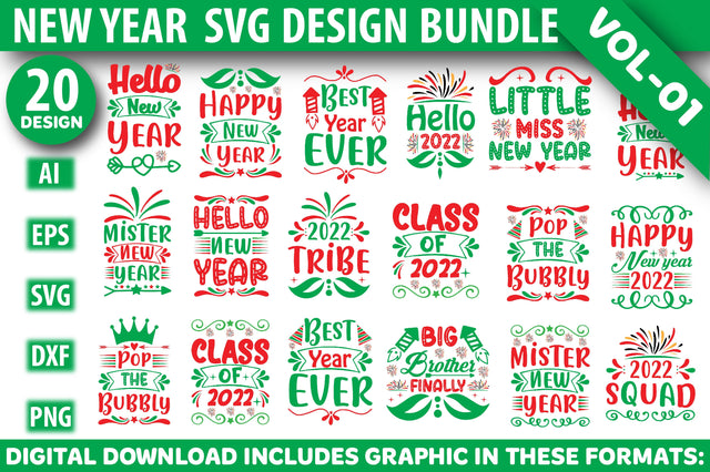 New year svg design bundle SVG Rupkotha 