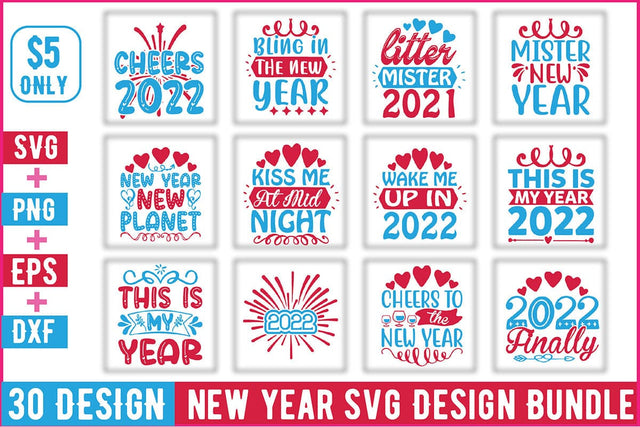 New year svg design bundle SVG SVGista 
