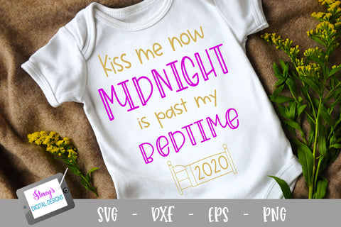 New Year SVG - Kiss Me Now - Midnight is Past My Bedtime SVG Stacy's Digital Designs 