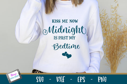 New Year SVG | Kiss me now midnight is past my bedtime SVG SVG Stacy's Digital Designs 