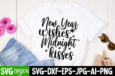 New Year Wishes midnight Kisses SVG Cut File SVG BlackCatsMedia 