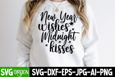 New Year Wishes midnight Kisses SVG Cut File SVG BlackCatsMedia 