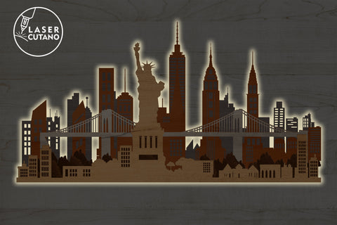 NEW YORK City Multilayer Laser Cut Files for Cut Wood or Cricut, Paper Craft, SVG, 3D Designs SVG LaserCutano 