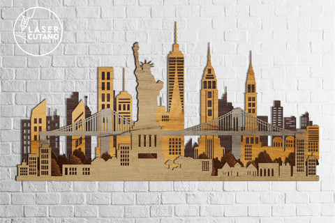 NEW YORK City Multilayer Laser Cut Files for Cut Wood or Cricut, Paper Craft, SVG, 3D Designs SVG LaserCutano 