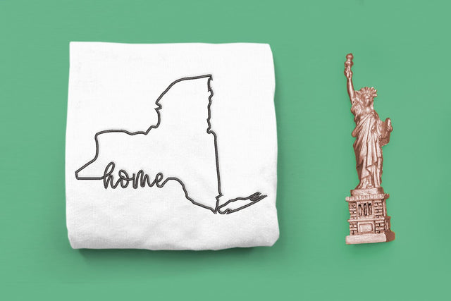 New York Home State Outline Embroidery Embroidery/Applique DESIGNS Designed by Geeks 