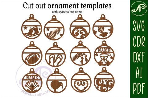 New Zealand Christmas Ornaments, 12cute designs SVG laser SVG APInspireddesigns 