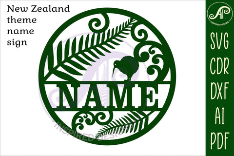 New Zealand theme name sign svg laser cut template SVG APInspireddesigns 