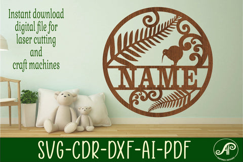 New Zealand theme name sign svg laser cut template SVG APInspireddesigns 