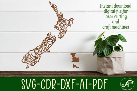 New Zealand with words outline SVG laser cut file SVG APInspireddesigns 