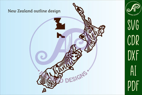 New Zealand with words outline SVG laser cut file SVG APInspireddesigns 