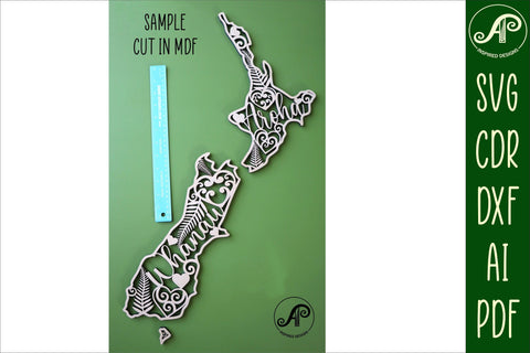 New Zealand with words outline SVG laser cut file SVG APInspireddesigns 