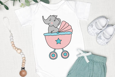 Newborn Baby Illustration, Baby Elephant Illustration SVG, Cute Baby Animal Illustration SVG dapiyupi store 