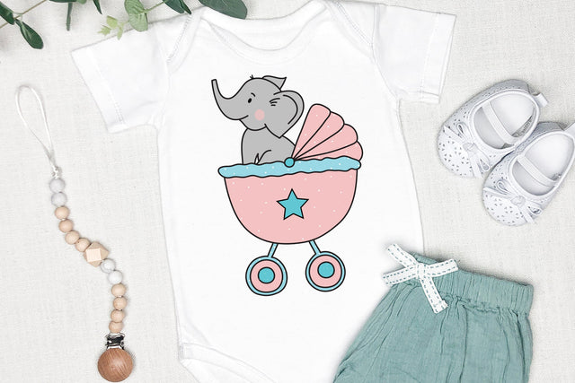 Newborn Baby Illustration, Baby Elephant Illustration SVG, Cute Baby Animal Illustration SVG dapiyupi store 