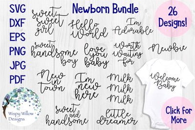 Newborn Baby SVG Bundle SVG Wispy Willow Designs