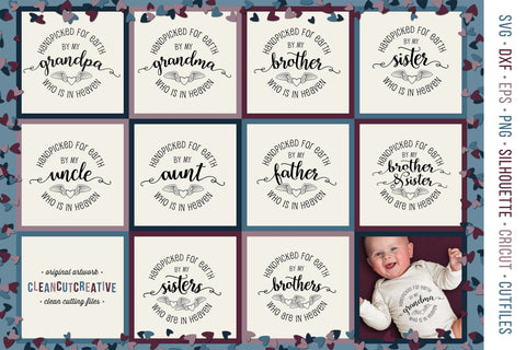 Newborn Handpicked for Earth from Heaven | cut file bundle SVG CleanCutCreative 