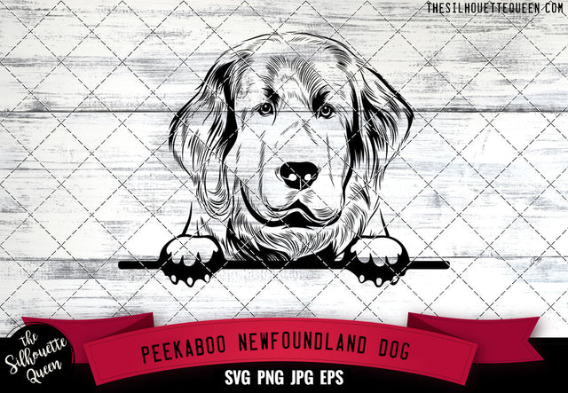 Newfoundland Peek A Boo | Peekaboo | Peeking Dog Face SVG for Glowforge, Cricut, Laser, Silhouette, Scan n cut files SVG Loveleen Kaur 