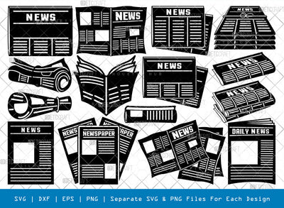 Newspaper SVG, Paper Silhouette, News Svg, News Magazine Svg, Daily News Svg, Magazine Book Svg, World News Svg, Paper Bundle, SVG ETC Craft 