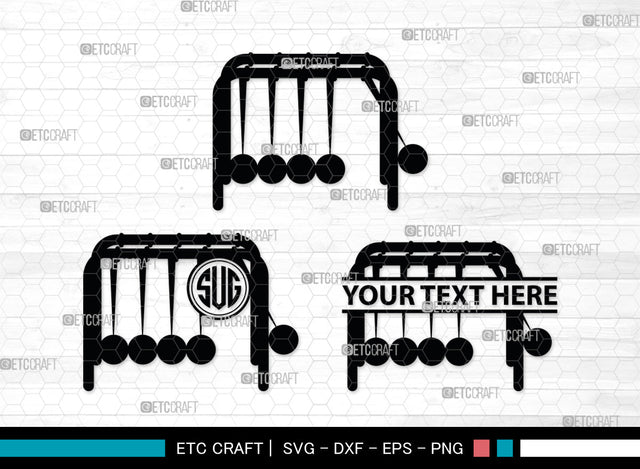 Newton Cradle Monogram, Newton Cradle Silhouette, Newton Cradle SVG, Cradle Svg, Newton Svg, Pendulum Balls, Cradle Ball Svg, SB00009 SVG ETC Craft 