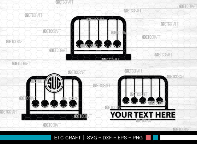 Newton Cradle Monogram, Newton Cradle Silhouette, Newton Cradle SVG, Cradle Svg, Newton Svg, Pendulum Balls, Cradle Ball Svg, SB00009 SVG ETC Craft 