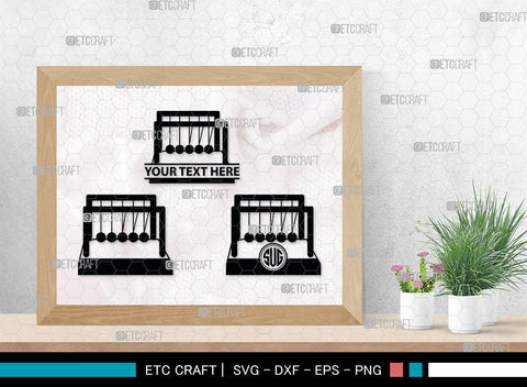 Newton Cradle Monogram, Newton Cradle Silhouette, Newton Cradle SVG, Cradle Svg, Newton Svg, Pendulum Balls, Cradle Ball Svg, SB00009 SVG ETC Craft 