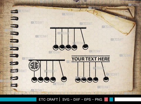 Newton Cradle Monogram, Newton Cradle Silhouette, Newton Cradle SVG, Cradle Svg, Newton Svg, Pendulum Balls, Cradle Ball Svg, SB00009 SVG ETC Craft 