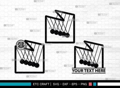 Newton Cradle Monogram, Newton Cradle Silhouette, Newton Cradle SVG, Cradle Svg, Newton Svg, Pendulum Balls, Cradle Ball Svg, SB00009 SVG ETC Craft 