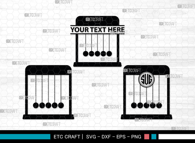 Newton Cradle Monogram, Newton Cradle Silhouette, Newton Cradle SVG, Cradle Svg, Newton Svg, Pendulum Balls, Cradle Ball Svg, SB00009 SVG ETC Craft 