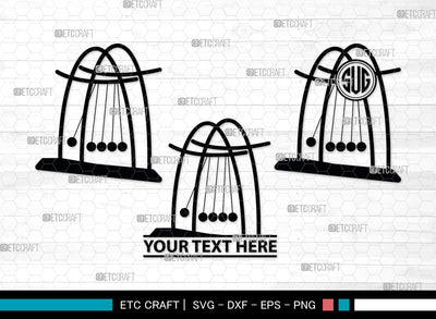 Newton Cradle Monogram, Newton Cradle Silhouette, Newton Cradle SVG, Cradle Svg, Newton Svg, Pendulum Balls, Cradle Ball Svg, SB00009 SVG ETC Craft 