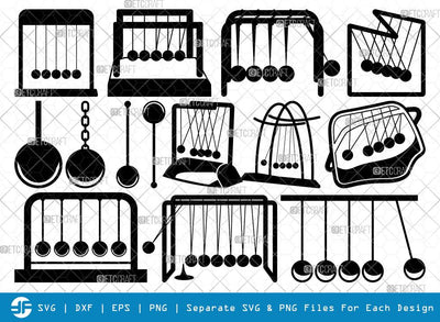 Newton Cradle SVG Cut Files | Cradle Silhouette | Newton Svg | Cradle Svg | Newton Cradle Bundle SVG ETC Craft 