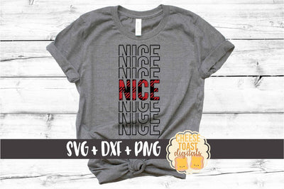 Nice - Buffalo Plaid Christmas Mirror Word SVG PNG DXF Cut Files SVG Cheese Toast Digitals 