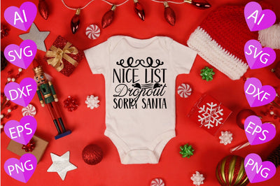 Nice List Dropout Sorry Santa SVG CraftlabSvg29 