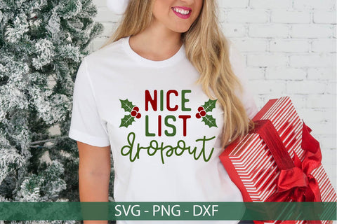 Nice List Dropout SVG-Funny Christmas SVG SVG Linden Valley Designs 