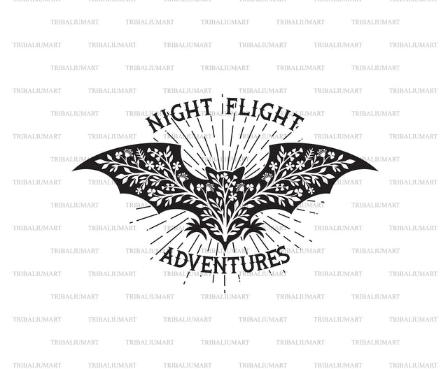Nigh Flight Adventures. Floral Bat. SVG TribaliumArtSF 
