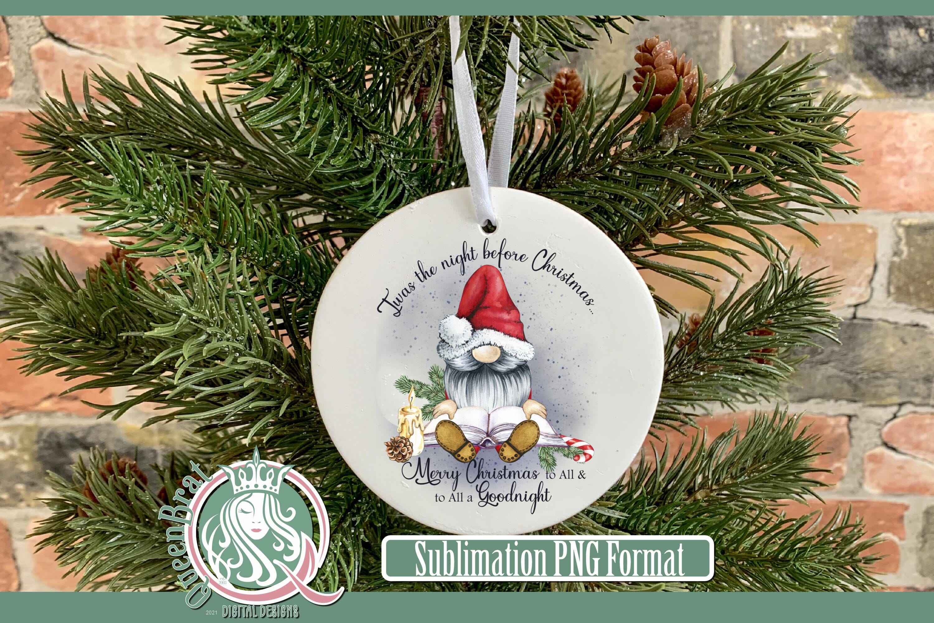 Gnome Ornament Sublimation Design PNG - So Fontsy