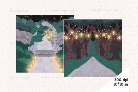 Night Forest Clipart | Forest Witch Background SVG GlamArtZhanna 