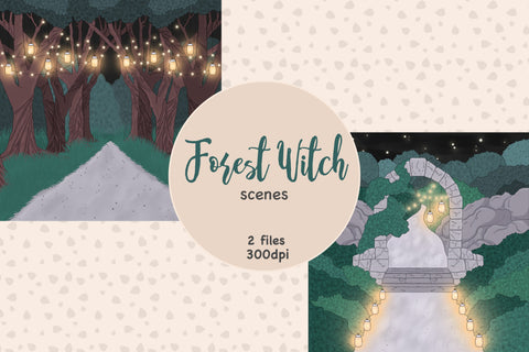 Night Forest Clipart | Forest Witch Background SVG GlamArtZhanna 