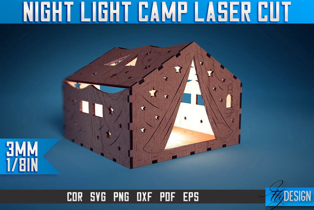 Night Lamp Camp Laser Cut SVG | Night Lamp Camp Laser Cut SVG Design | CNC Files SVG Fly Design 