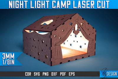 Night Lamp Camp Laser Cut SVG | Night Lamp Camp Laser Cut SVG Design | CNC Files SVG Fly Design 