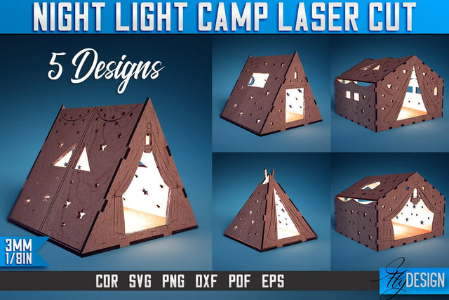Night Lamp Camp Laser Cut SVG | Night Lamp Camp Laser Cut SVG Design | CNC Files SVG Fly Design 