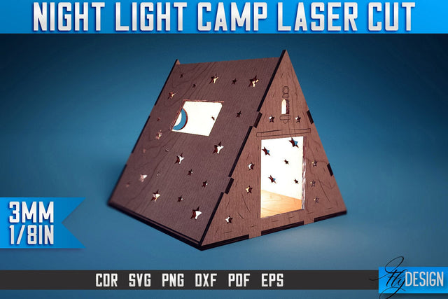 Night Lamp Camp Laser Cut SVG | Night Lamp Camp Laser Cut SVG Design | CNC Files SVG Fly Design 