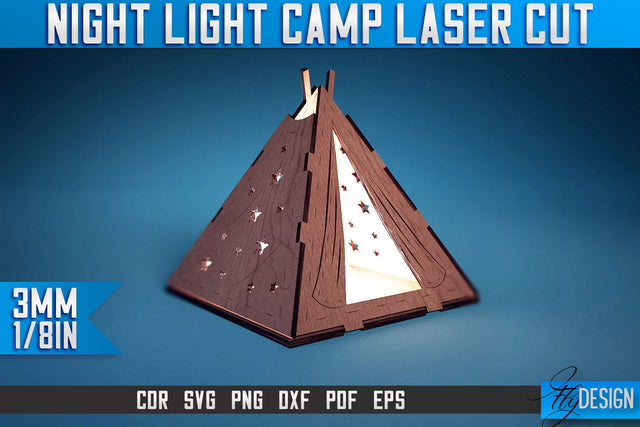 Night Lamp Camp Laser Cut SVG | Night Lamp Camp Laser Cut SVG Design | CNC Files SVG Fly Design 