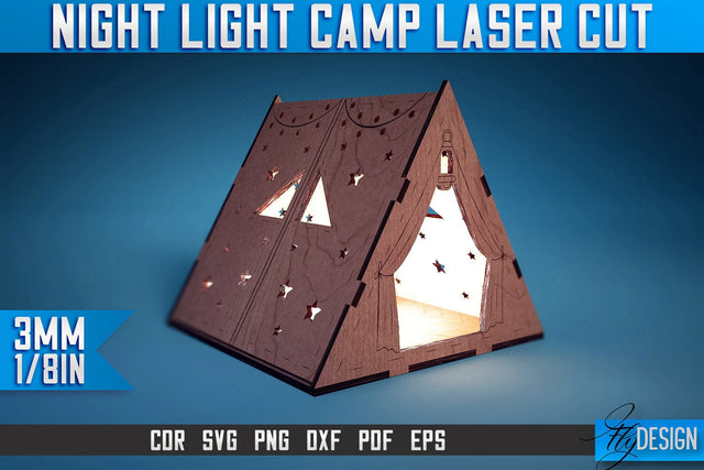 Night Lamp Camp Laser Cut SVG | Night Lamp Camp Laser Cut SVG Design | CNC Files SVG Fly Design 